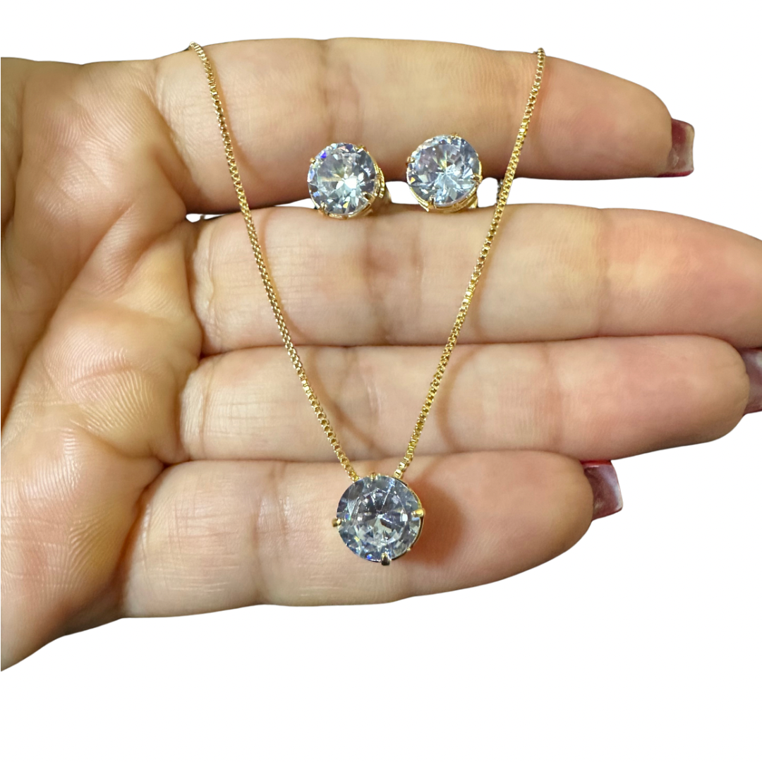 Conjunto zircônia redonda M