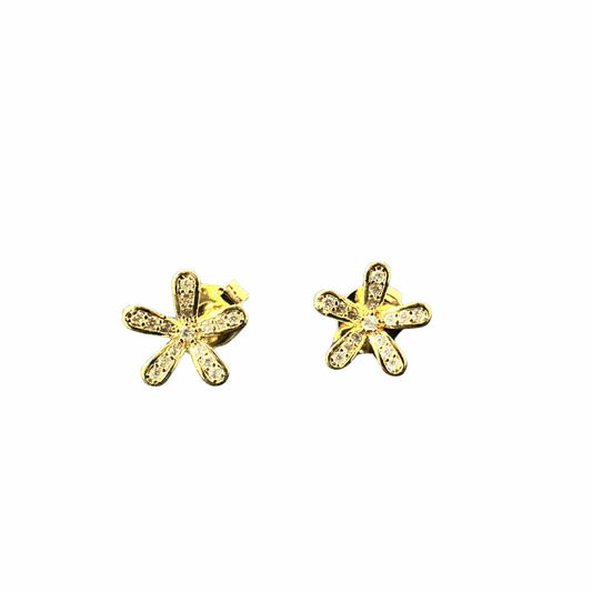 Brinco flor de jardim cravejado em zircônia Premium