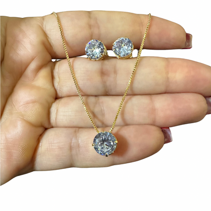 Conjunto zircônia redonda M