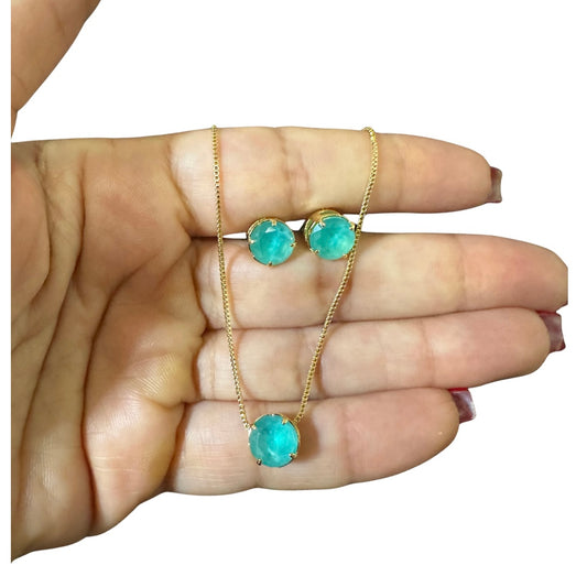 Conjunto zircônia redonda M