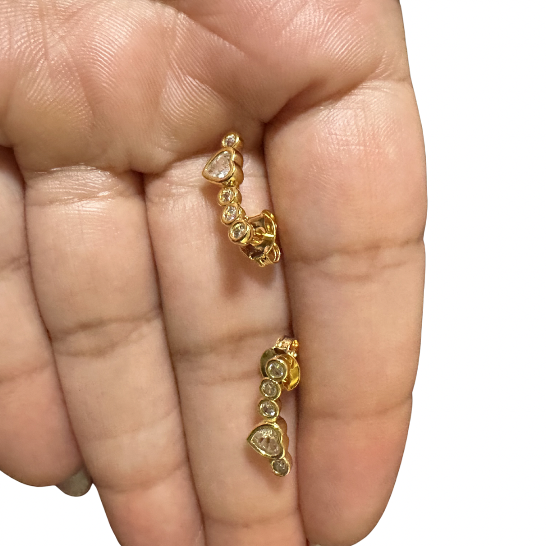 Brinco Earcuff corações em zircônia Premium