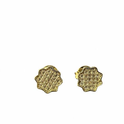 Brinco flor zircônia cravejada