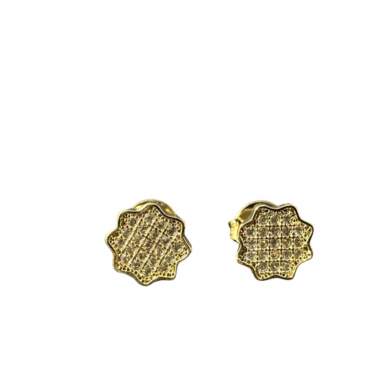 Brinco flor zircônia cravejada