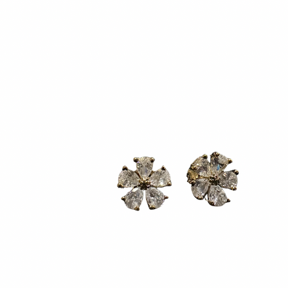 Brinco flor zircônia em gota Premium