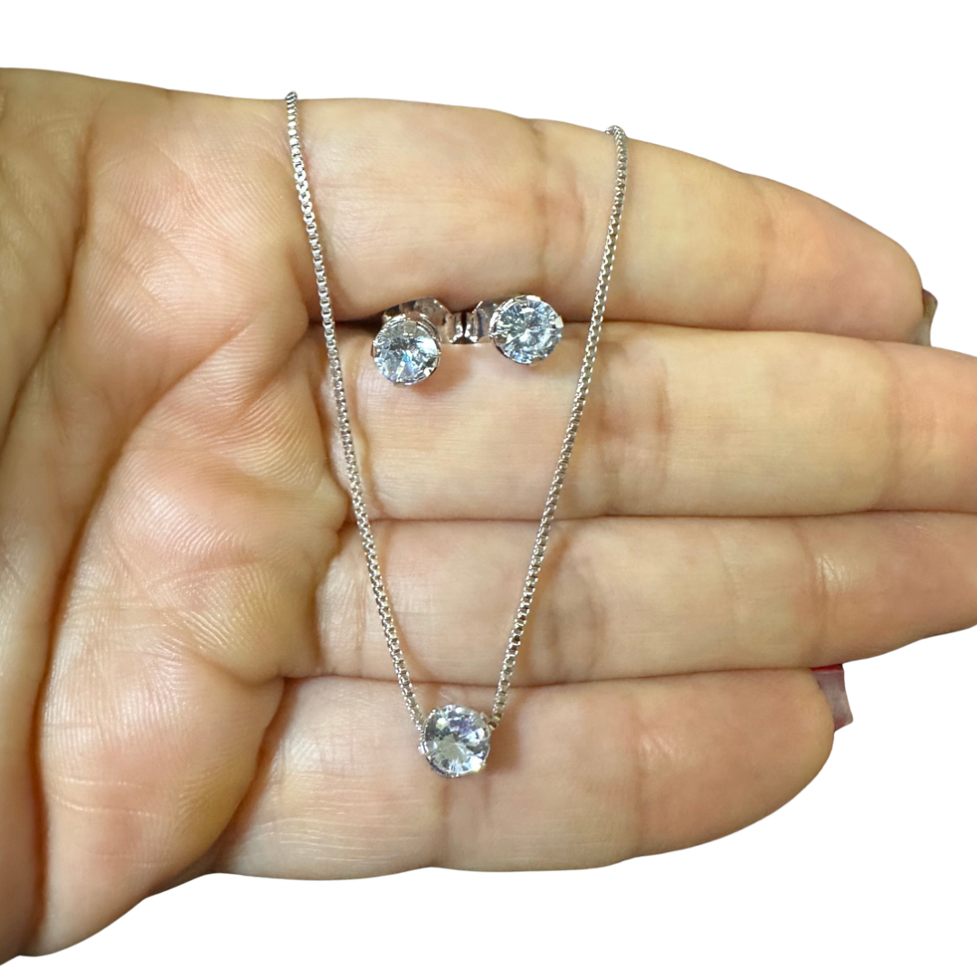Conjunto zircônia redonda P