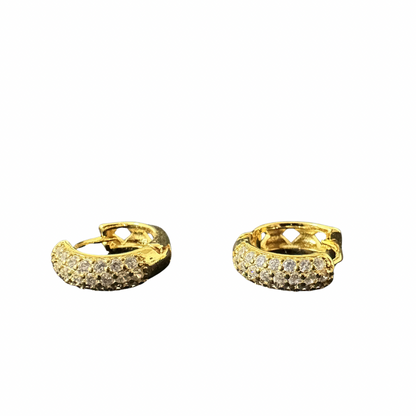 Argolinha Click Cravejada com três fileiras de zircônia cristal Premium