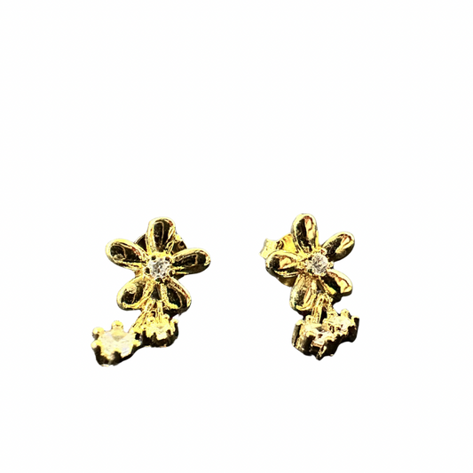Brinco flor dois pendentes de zircônia Premium